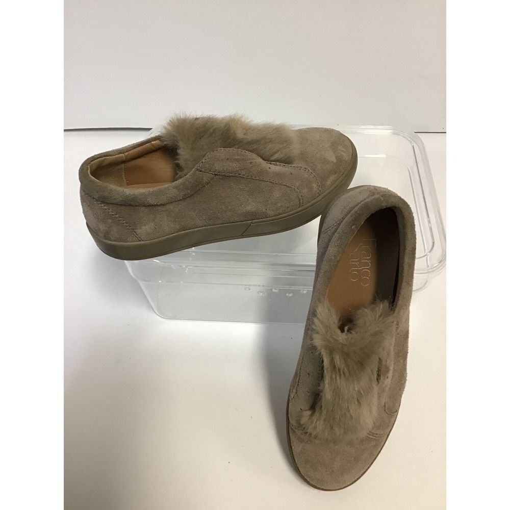 Franco Sarto Beige Suede Faux Fur Sneaker Women Size 8M